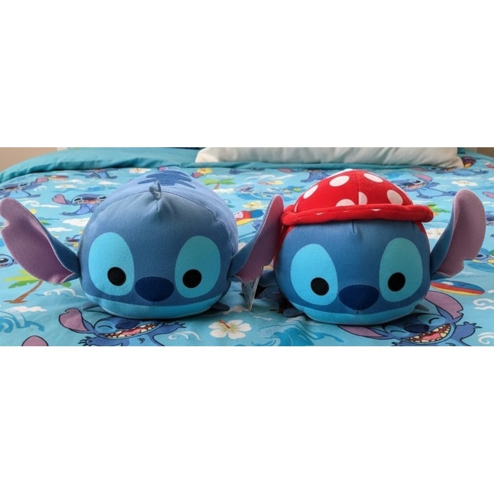 Disney Tsum Tsum Stitch Plush Set Medium 11‎ Inch Classic and Mushroom Hat 2pc